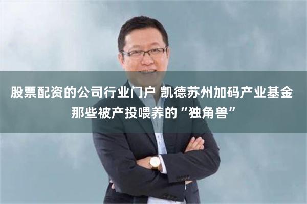 股票配资的公司行业门户 凯德苏州加码产业基金 那些被产投喂养的“独角兽”