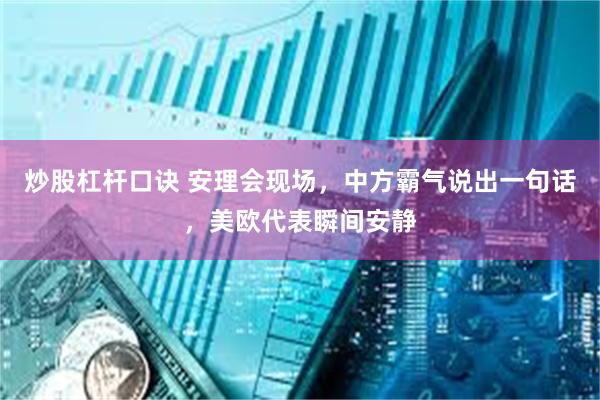 炒股杠杆口诀 安理会现场，中方霸气说出一句话，美欧代表瞬间安静