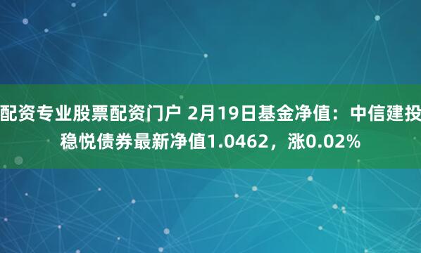 配资专业股票配资门户 2月19日基金净值：中信建投稳悦债券最新净值1.0462，涨0.02%