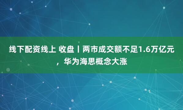 线下配资线上 收盘丨两市成交额不足1.6万亿元，华为海思概念大涨